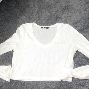Long sleeve white crop top